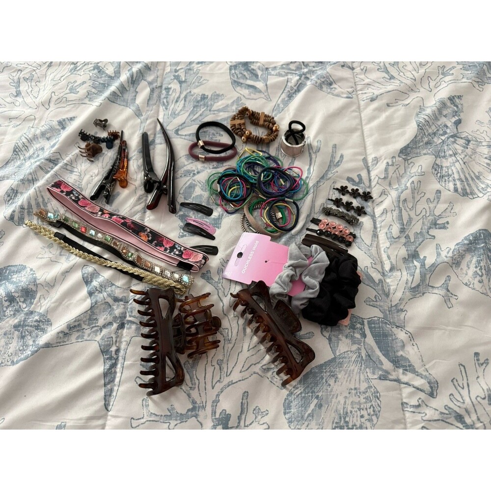 Bundle Lot of Hair Accessories Barrettes Claws Snap Clips Headbands Scrunchies